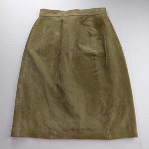 BB Dakota Women's Suede Leather Pencil Skirt Size 3/4 Olive Green Lined Vintage